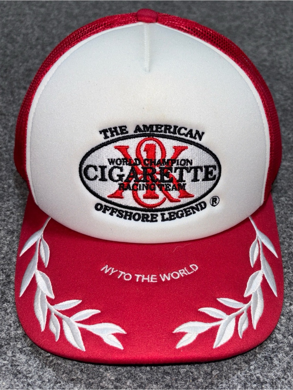 Kith White and Red Trucker Hat with Embroidered Logo